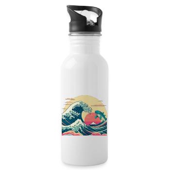 Wellenhai - Trinkflasche mit integriertem Trinkhalm - Weiß - Rechts