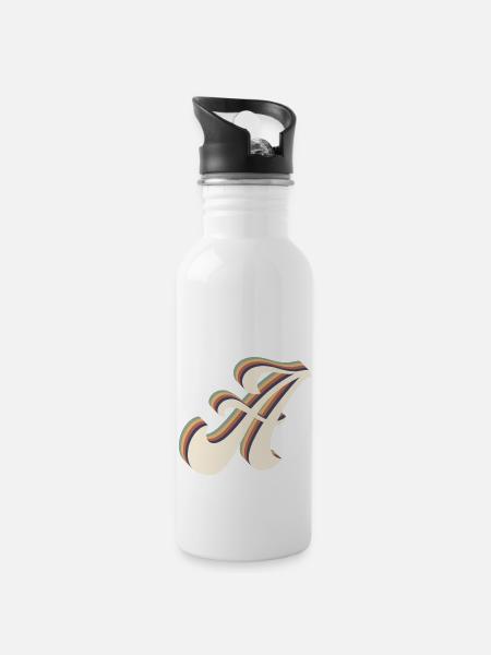Buchstabe A - Trinkflasche mit integriertem Trinkhalm - Weiß