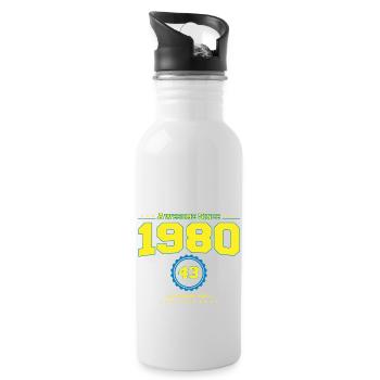 Awesome 1980 Shirt für Männer Frauen 43 Jahre alt 43. - Trinkflasche mit integriertem Trinkhalm - Weiß - Rechts