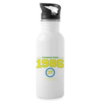 Awesome 1986 Shirt für Männer Frauen 37 Jahre alt 37th - Trinkflasche mit integriertem Trinkhalm - Weiß - Rechts