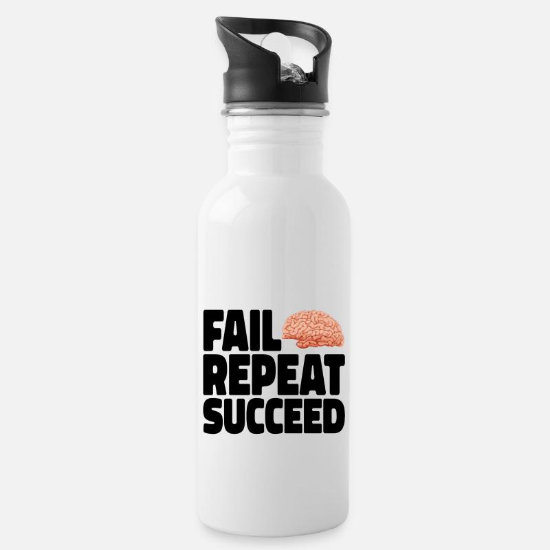 Fail into Succeed noir - Gourde avec paille intégrée - blanc