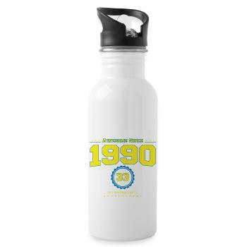 Awesome 1990 Shirt für Männer Frauen 33 Jahre alt 33. - Trinkflasche mit integriertem Trinkhalm - Weiß - Rechts