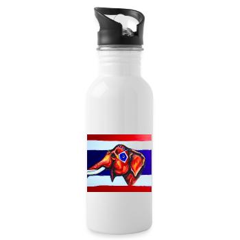 elefant thaiflagge - Trinkflasche mit integriertem Trinkhalm - Weiß - Rechts