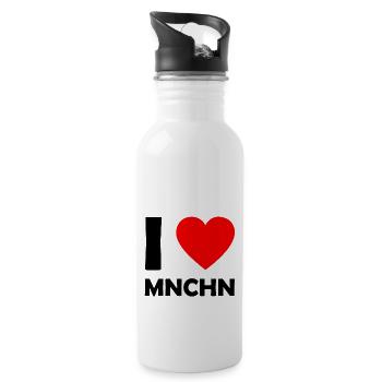I love München - Bayern - MNCHN - Trinkflasche mit integriertem Trinkhalm - Weiß - Rechts