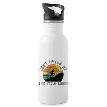Trail Runner Running Jogging Jogger I Gift - Water bottle with straw - white - Right