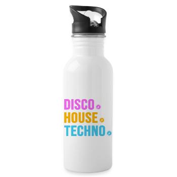 Disco House Techno ballern hard Bass Rave - Trinkflasche mit integriertem Trinkhalm - Weiß - Rechts