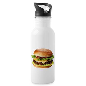 Hamburgers, fast food always tastes good - Water bottle with straw - white - Right