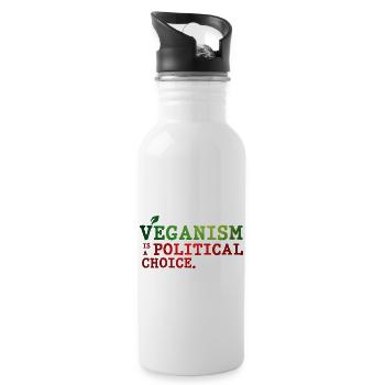 Veganism is a Political Choice - Water bottle with straw - white - Right
