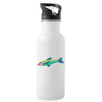 Colorful fish - Trinkflasche mit integriertem Trinkhalm - Weiß - Rechts
