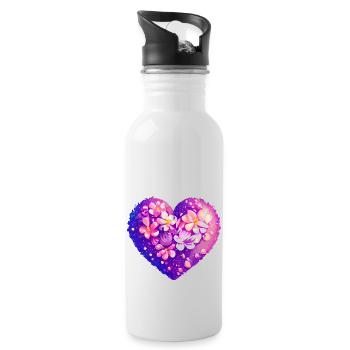 Engagement Valentine's Day Wedding Love Mother's Day - Water bottle with straw - white - Right