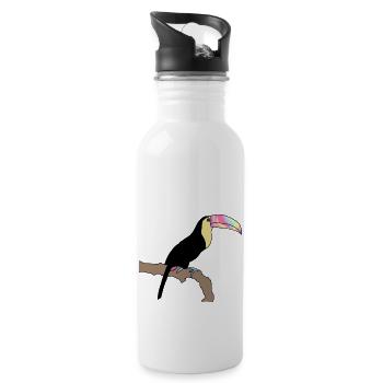 Toucan Tie Dye Version - Water bottle with straw - white - Right