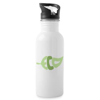 Eco in Blattform - Trinkflasche mit integriertem Trinkhalm - Weiß - Rechts