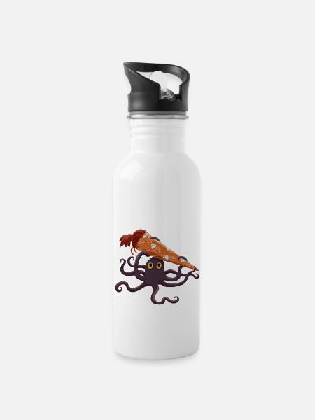 Kraken mit Schultüte - Trinkflasche mit integriertem Trinkhalm - Weiß