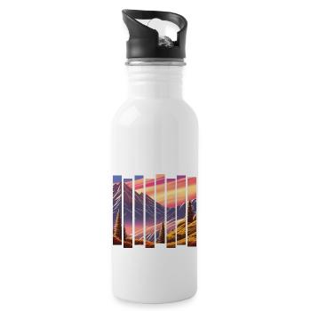 mountain hiking hiking hiking mountains mountain hikers - Water bottle with straw - white - Right