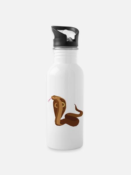 Wildtiere - Trinkflasche mit integriertem Trinkhalm - Weiß