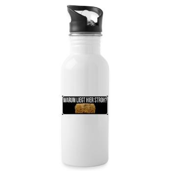 Warum liegt hier stroh - Trinkflasche mit integriertem Trinkhalm - Weiß - Rechts