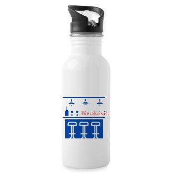 Bieraktivist! Party, Mallorca, Karneval, JGA! - Trinkflasche mit integriertem Trinkhalm - Weiß - Rechts
