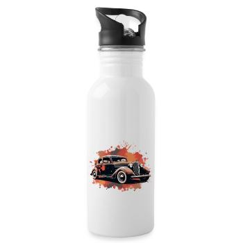 Oldtimer - Trinkflasche mit integriertem Trinkhalm - Weiß - Rechts
