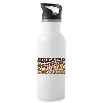 Melanin Girl Juneteenth Black History - Water bottle with straw - white - Right