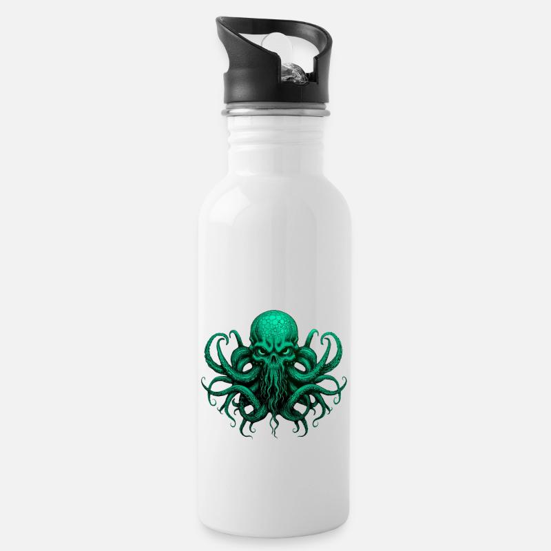 Cthulhu - Trinkflasche mit integriertem Trinkhalm - Weiß