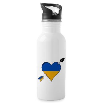 Ukraine flag heart in love - Water bottle with straw - white - Right