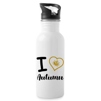 i love autumn - Water bottle with straw - white - Right