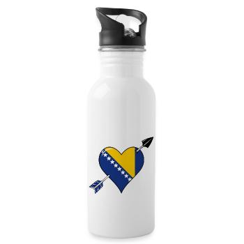 Bosnie drapeau coeur amour - Gourde avec paille intégrée - blanc - Droite