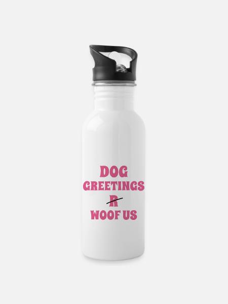 DogGreetingsPink - Water bottle with straw - white