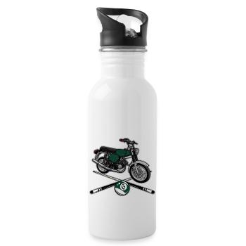 S51 (billardgrün) // Illustration - Trinkflasche mit integriertem Trinkhalm - Weiß - Rechts