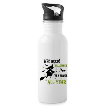 witch all year - Trinkflasche mit integriertem Trinkhalm - Weiß - Rechts