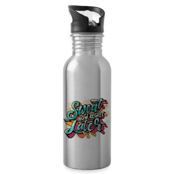 Sweat Now Regret Later - Water bottle with straw - silver - Right