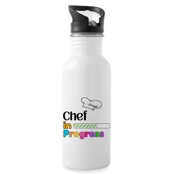 Chef In Progress Cooking Student - Water bottle with straw - white - Right