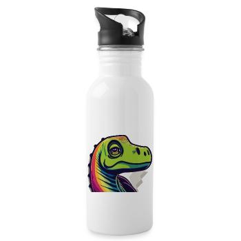 Regenbogen Echse - Trinkflasche mit integriertem Trinkhalm - Weiß - Rechts