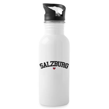 Salzburg Herz Schrift - Trinkflasche mit integriertem Trinkhalm - Weiß - Rechts