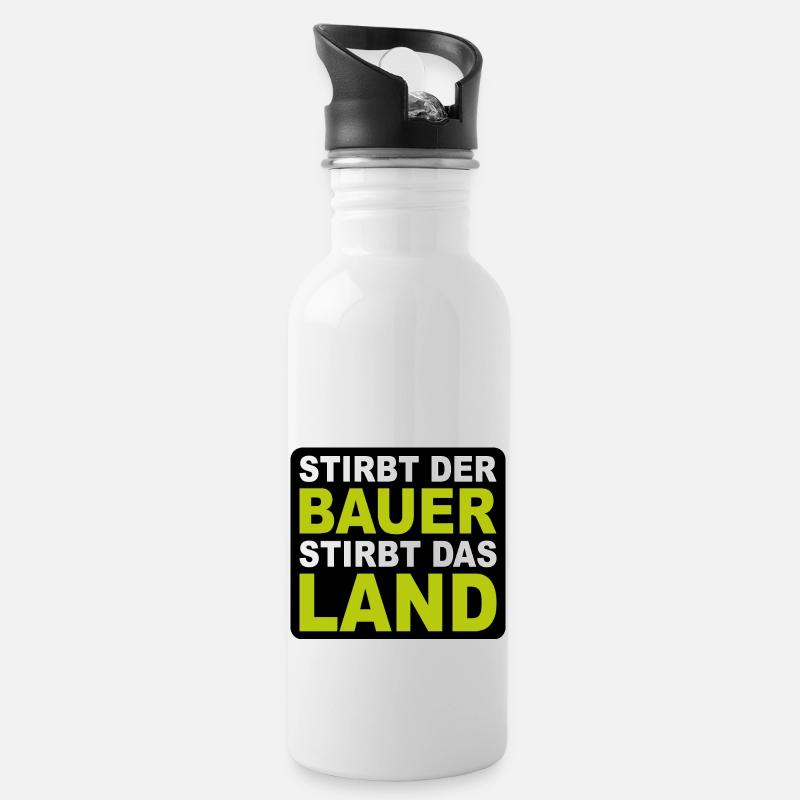 Bauern Demo Stirbt Der Bauer Stirbt Das Land - Trinkflasche mit integriertem Trinkhalm - Weiß