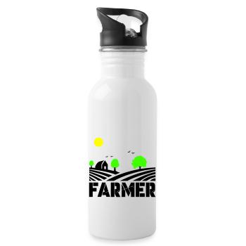 farmer - Trinkflasche mit integriertem Trinkhalm - Weiß - Rechts