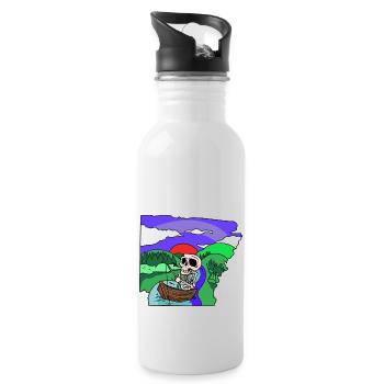 Angler, Skeleton Fishing, Fishing, Hobby, Fishing, Nature - Water bottle with straw - white - Right