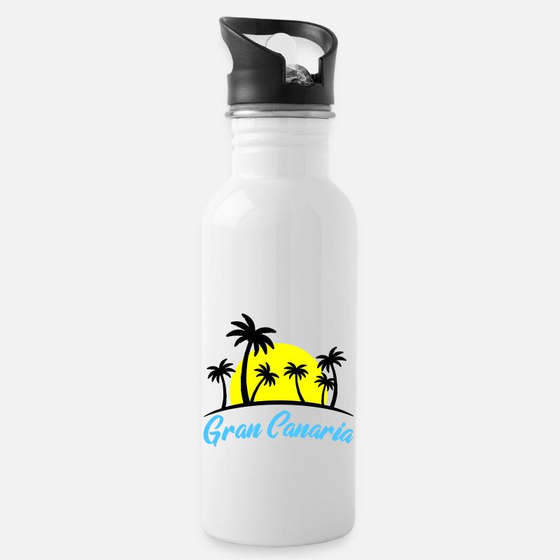 gran canaria - Trinkflasche mit integriertem Trinkhalm - Weiß