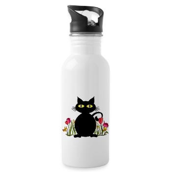 Cat - Water bottle with straw - white - Right