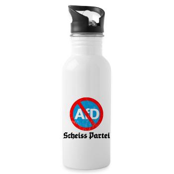 ANTI AFD SCHEISS PARTEI - Trinkflasche mit integriertem Trinkhalm - Weiß - Rechts