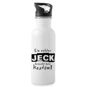 Ein echter Jeck braucht kein Kostüm Karneval - Trinkflasche mit integriertem Trinkhalm - Weiß - Rechts