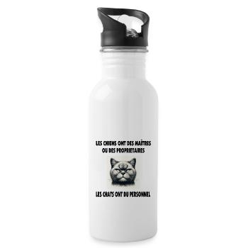 Les chats ont du personnel à leur service (nous !) - Gourde avec paille intégrée - blanc - Droite