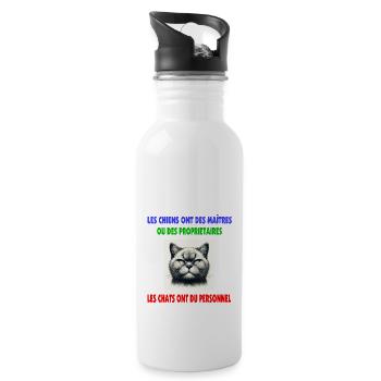 Monsieur le Chat a du personnel - Gourde avec paille intégrée - blanc - Droite