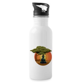 Buddha Monk Namaste Buddhism I Gift - Water bottle with straw - white - Right