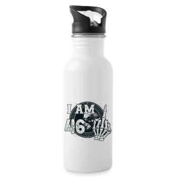 I'm 46 plus 1 middle finger Skull funny 47th - Water bottle with straw - white - Right