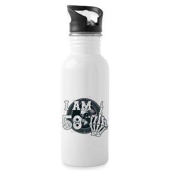 I'm 58 plus 1 middle finger Skull funny 59th - Water bottle with straw - white - Right