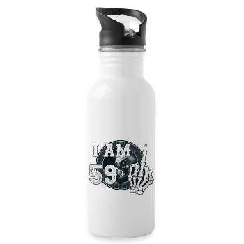 I'm 59 plus 1 middle finger Skull funny 60th - Water bottle with straw - white - Right