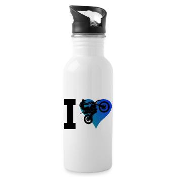 Men's Freestyle Motocross Motocross Supermoto - Water bottle with straw - white - Right
