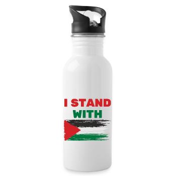 I stand with palestine FREE PALESTINE - Trinkflasche mit integriertem Trinkhalm - Weiß - Rechts