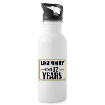 Legendary for 17 Years, 17th Birthday, Finally 17 - Water bottle with straw - white - Right